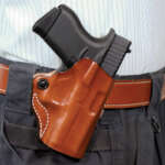 DESANTIS MINI SCABBARD HOLSTER - RH OWB LEATHER KIMBER MICRO TN