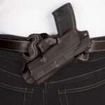 DESANTIS SMALL OF BACK HOLSTER - RH OWB LEATHER COLT 1911 BLACK
