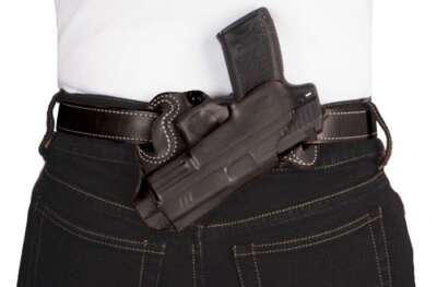 DESANTIS SMALL OF BACK HOLSTER - RH OWB LEATHER COLT 1911 BLACK