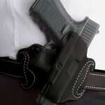 DESANTIS MINI SLIDE HOLSTER - OWB RH LEATHER 1911 BLACK