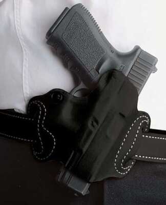 DESANTIS MINI SLIDE HOLSTER - OWB RH LTHER M&P SHLD 9/40 BLK