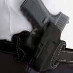 DESANTIS MINI SLIDE HOLSTER - OWB LH LEATHER S/A HELLCAT BLK