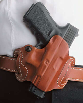 DESANTIS MINI SLIDE HOLSTER - OWB RH LEATHER SIG P365 TAN