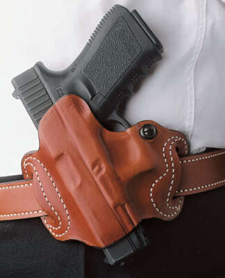 DESANTIS MINI SLIDE HOLSTER - OWB LH LEATHER SIG P365 TAN