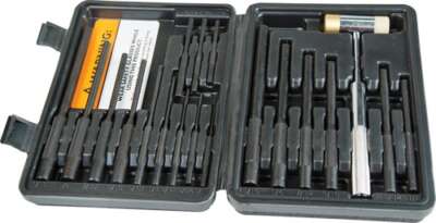 Wheeler Roll Pin Punch Master - Set 18-Punches/1-Hammer/Case