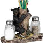 RIVERS EDGE BEAR SALT & PEPPER - SHAKERS & TOOTHPICK HOLDER