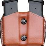 DESANTIS DOUBLE MAG POUCH OWB - LEATHER SINGLE STACK 10/45 TAN