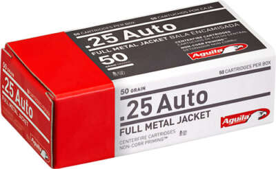 Aguila 25 ACP 50gr FMJ-RN - 50rd 20Bx/Cs