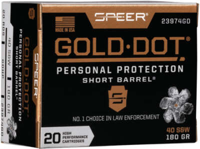 Speer Gold Dot 40 Sw 180gr - Gdhp Short Barrel 20rd 10Bx/Cs
