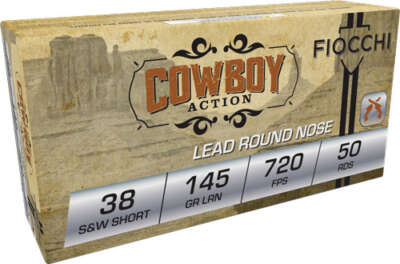 FIOCCHI 38 S&W SHORT 145GR - LEAD-RN 50RD 20BX/CS