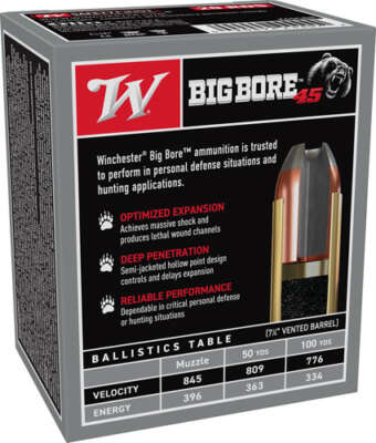 WINCHESTER BIG BORE 45 LC - 250GR JHP 20RD 10BX/CS