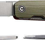 CIVIVI KNIFE SENDY 2.83" - MILLED GREEN/RED G-10 CLAM PK