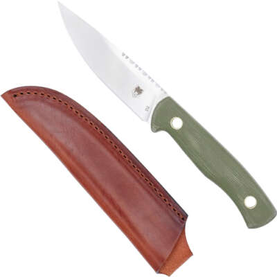 Cobratec Koonsman 4" Fixed Bld - OD Green D2 W/Leather Sheath