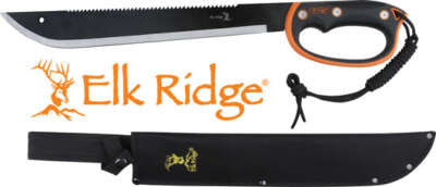 MC ELK RIDGE MACHETE 21.5" - BLADE W/SHEATH D-HANDLE BLK/SS