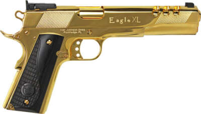 Iver Johnson Eagle Xl Ported - 45 ACP 6" 24K Gold Black Wood