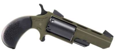 NAA HUNTSMAN MINI-REVOLVR - 22WMR 2" FIXED OD GRN RUBBER