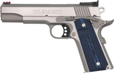Colt Gold Cup Lite 9mm 5" 8rd - Stainless Blue G10 Grips