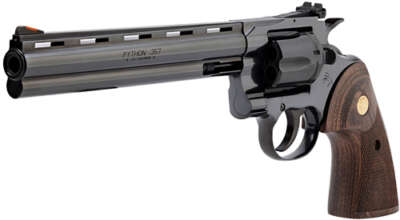 Colt Python .357 Mag 8" 6rd - Blued Walnut Gold Medallion