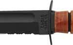 Ka-Bar Fighting/Utility Knife - 5.25" Shrt W/Lthr Usmc Serrtd