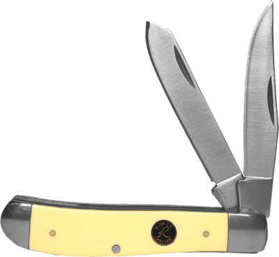 ABKT ROPER PECOS TRAPPER 2.5" - LINER LOCK CREAM HANDLES