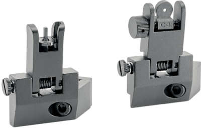 JE FLIP UP FRONT/REAR SIGHT - 45 DEGREE OFFSET ALUMINUM BLK
