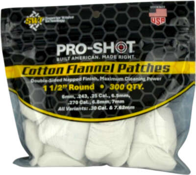 PRO SHOT CLEANING PATCH COTTON - FLANNEL 6MM-.30 1 1/2" 300CT