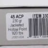 UNDERWOOD 45 ACP 230GR JHP - 20RD 10BX/CS