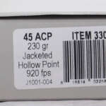 UNDERWOOD 45 ACP 230GR JHP - 20RD 10BX/CS