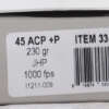 UNDERWOOD 45 ACP +P 230GR JHP - 20RD 10BX/CS