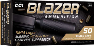 CCI BLAZER BRASS 9MM 147GR FMJ - SUBSONIC 50RD 20BX/CS