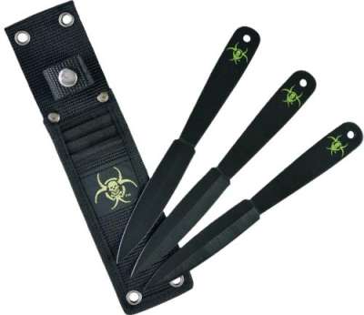 RUKO THROWNING KNIVES 3 PC - 7.38" CARBON STEEL CLAMSHELL