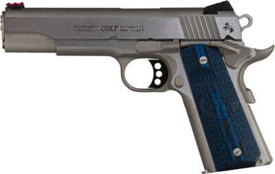 COLT COMPETITION 45ACP 5" 8RD - STAINLESS BLUE G10 GRIPS