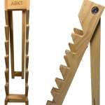 ABKT WOOD KNIFE DISPLAY STAND - HOLDS 6 KNIVES W/ABKT LOGO
