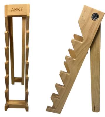 ABKT WOOD KNIFE DISPLAY STAND - HOLDS 6 KNIVES W/ABKT LOGO