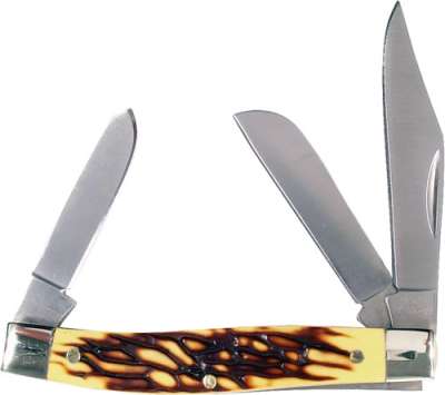 RUKO FOLDER 3.5" SIMULATED - DEER HORN HANDLE CLAMSHELL